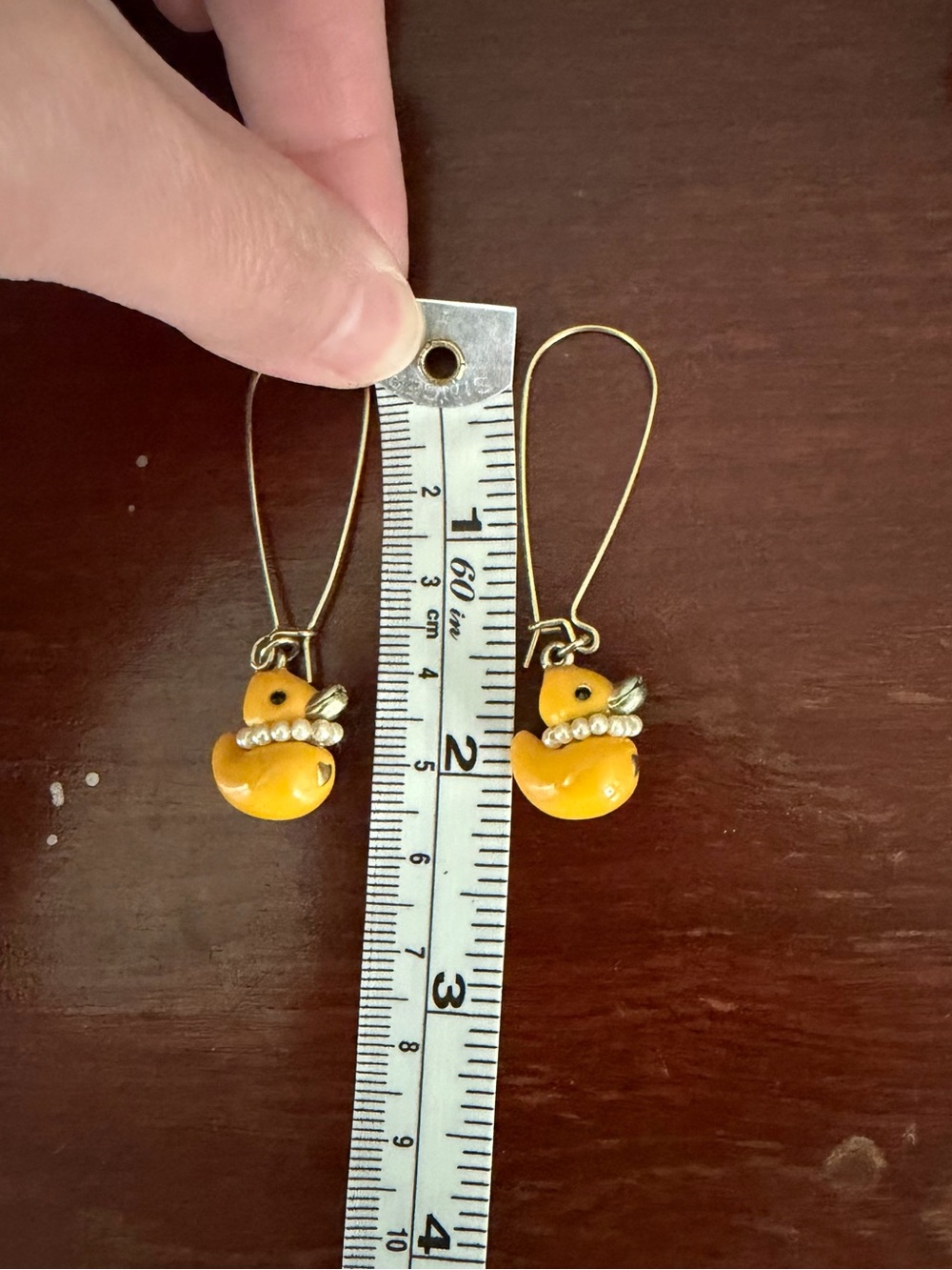 Betsey Johnson rubber duckie duckling duck drop earrings - Picture 4 of 4